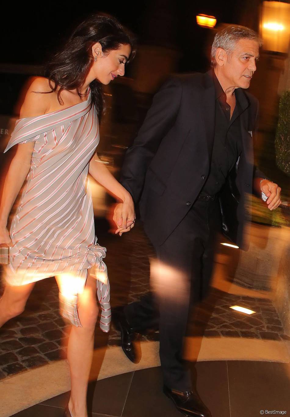 Amal Clooney spotted in a Monse striped dress in Rome, Italy 29.05.2016.